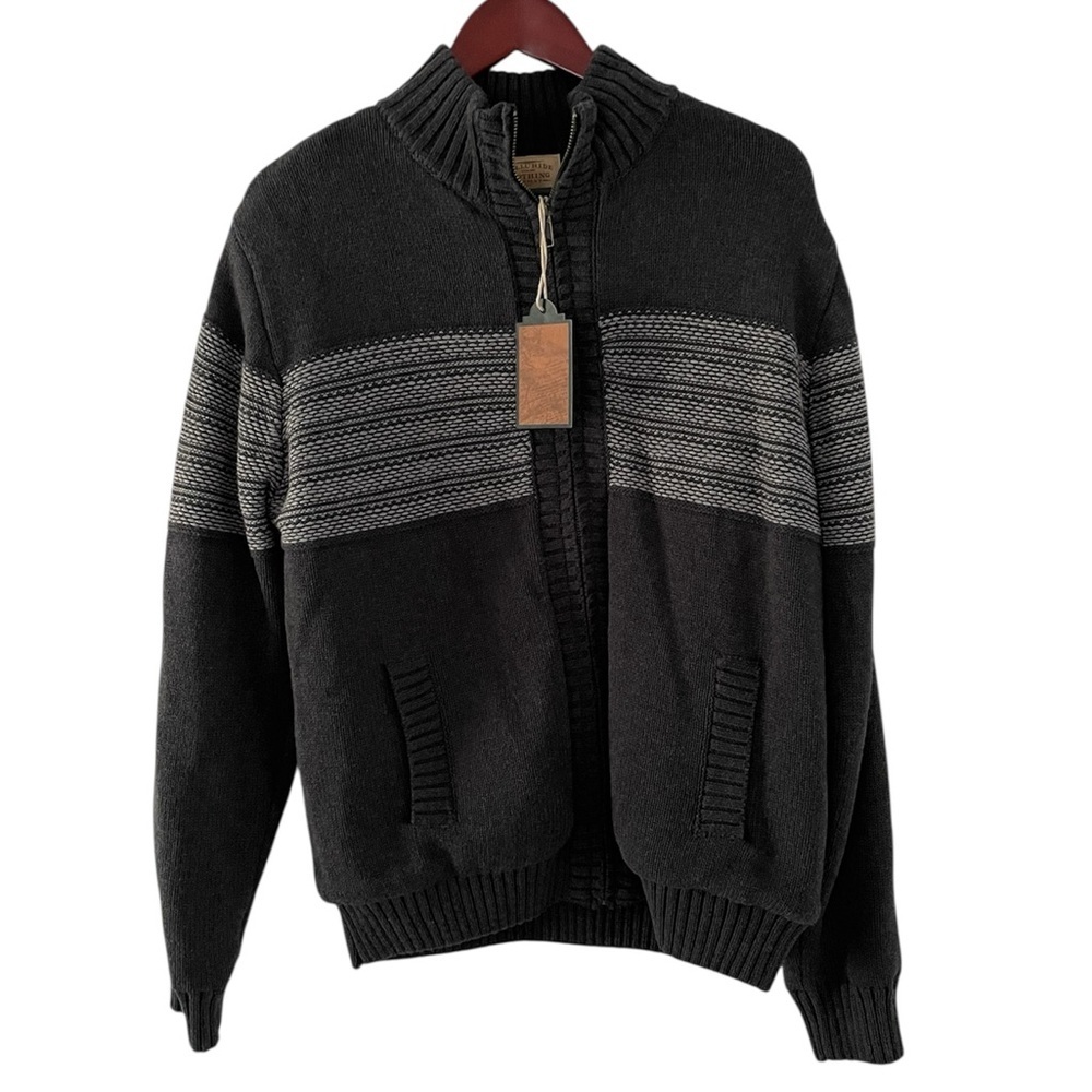 Telluride Clothing Co Men's Grey Full Zip Sweater with Sherpa.
